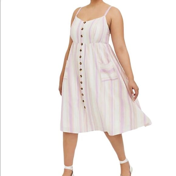 Torrid Midi Linen Button Front Dress